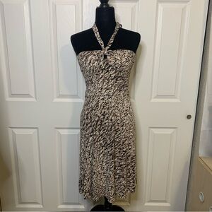 Ann Taylor Brown Tone Spec Halter Dress